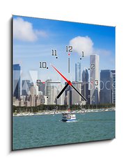 Obraz s hodinami 1D - 50 x 50 cm F_F33116290 - Chicago Downtown - Chicago v centru města