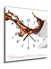 Obraz s hodinami 1D - 50 x 50 cm F_F33132237 - coffee splash - káva splash