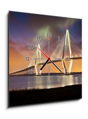 Obraz s hodinami 1D - 50 x 50 cm F_F33318340 - Arthur Ravenel Jr Cooper River Suspension Bridge Charleston SC - Arthur Ravenel Jr Cooper říční závěsný most Charleston SC