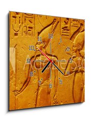 Obraz s hodinami 1D - 50 x 50 cm F_F334138862 - Ancient Egypt hieroglyphics with pharaoh and ankh