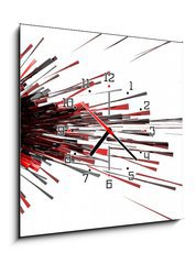 Obraz s hodinami 1D - 50 x 50 cm F_F33480346 - 3d abstract explosion red - 3d abstraktní výbuch červená