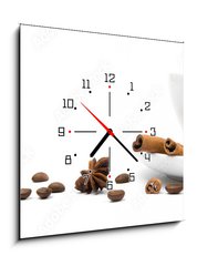 Obraz s hodinami 1D - 50 x 50 cm F_F33709348 - cup of coffee and  cinnamon bark