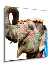 Obraz s hodinami 1D - 50 x 50 cm F_F33964152 - hand painted elephant profile, Jaipur, Rajasthan,India