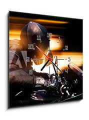 Obraz s hodinami 1D - 50 x 50 cm F_F34033042 - Motorbike at Night - Motocykl v noci