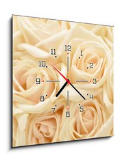Obraz s hodinami 1D - 50 x 50 cm F_F34255853 - Beautiful white rose background - Krásné pozadí bílé růže