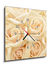 Obraz s hodinami 1D - 50 x 50 cm F_F34255853 - Beautiful white rose background