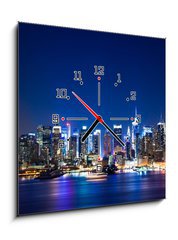 Obraz s hodinami 1D - 50 x 50 cm F_F34501369 - New York Manhattan skyline