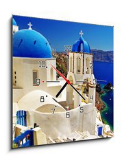 Obraz s hodinami   beautiful Santorini view of caldera with churches, 50 x 50 cm