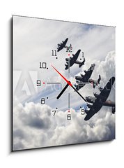 Obraz s hodinami 1D - 50 x 50 cm F_F34846606 - World War Two British vintage flight formation