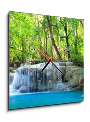 Obraz s hodinami 1D - 50 x 50 cm F_F34907824 - Erawan Waterfall, Kanchanaburi, Thailand