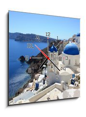 Obraz s hodinami 1D - 50 x 50 cm F_F34918746 - Grce - Santorin (Eglise   Oia)