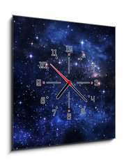 Obraz s hodinami 1D - 50 x 50 cm F_F35400387 - Deep space nebulae - Hluboké vesmírné mlhoviny