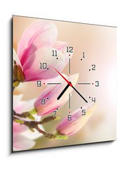Obraz s hodinami 1D - 50 x 50 cm F_F35514806 - magnolia - magnólie