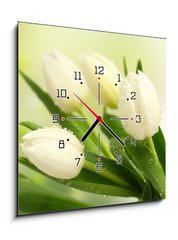Obraz s hodinami 1D - 50 x 50 cm F_F35516488 - tulip - tulipán