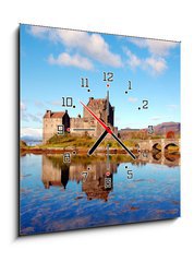 Obraz s hodinami 1D - 50 x 50 cm F_F35636521 - Eilean Donan Castle, Highlands, Scotland