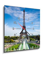 Obraz s hodinami 1D - 50 x 50 cm F_F35666922 - Tour Eiffel Paris France