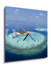 Obraz s hodinami 1D - 50 x 50 cm F_F35754955 - Resort On Coral Reef