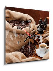 Obraz s hodinami 1D - 50 x 50 cm F_F36526227 - Coffee still life