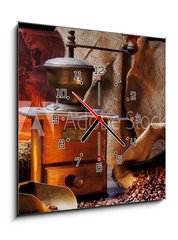 Obraz s hodinami 1D - 50 x 50 cm F_F37176509 - Kaffeem hle Antik