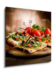 Obraz s hodinami 1D - 50 x 50 cm F_F37424511 - Pizza Vegetariana