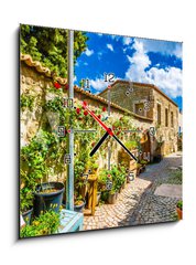 Obraz s hodinami 1D - 50 x 50 cm F_F374820603 - Alacati street view in Alacati Town. Alacati is populer historical tourist destination in Turkey.