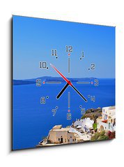 Obraz s hodinami 1D - 50 x 50 cm F_F38059127 - Traditional village of Thira at Santorini island in Greece - Tradiční vesnice Thira na ostrově Santorini v Řecku