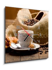 Obraz s hodinami 1D - 50 x 50 cm F_F38158088 - Coffee