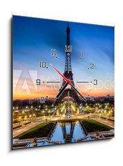 Obraz s hodinami 1D - 50 x 50 cm F_F38382416 - Tour Eiffel Paris France