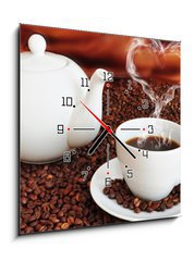 Obraz s hodinami 1D - 50 x 50 cm F_F38886405 - Coffee