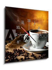 Obraz s hodinami 1D - 50 x 50 cm F_F38936465 - coffee cup with coffee beans