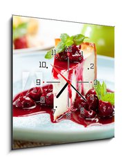 Obraz s hodinami 1D - 50 x 50 cm F_F38999184 - Dessert - Cheesecake