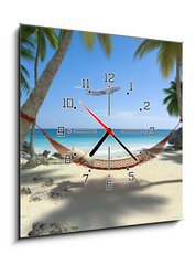Obraz s hodinami   Hamac aux carabes , holidays 06, 50 x 50 cm
