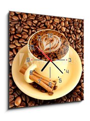 Obraz s hodinami 1D - 50 x 50 cm F_F39311137 - Cafe Latte