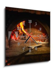 Obraz s hodinami   Pizza cotta con forno a legna, 50 x 50 cm
