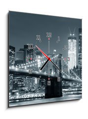 Obraz s hodinami 1D - 50 x 50 cm F_F39647168 - New York City Brooklyn Bridge - Brooklynský most v New Yorku