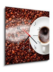 Obraz s hodinami 1D - 50 x 50 cm F_F39672966 - coffee ying yang symbol of harmony - kva ying jang symbol harmonie