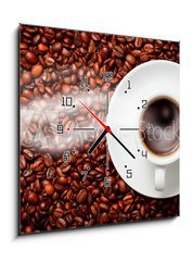 Obraz s hodinami 1D - 50 x 50 cm F_F39672966 - coffee ying yang symbol of harmony - káva ying jang symbol harmonie