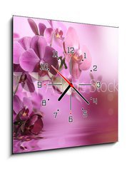 Obraz s hodinami 1D - 50 x 50 cm F_F39704074 - Orchid flowers composition
