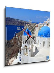 Obraz s hodinami 1D - 50 x 50 cm F_F39742197 - Santorin - Oia panorama