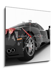 Obraz s hodinami   black sports car, 50 x 50 cm