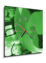 Obraz s hodinami 1D - 50 x 50 cm F_F40141329 - circuit global - obvod globln