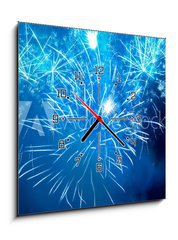 Obraz s hodinami 1D - 50 x 50 cm F_F40318870 - Colorful fireworks - Barevné ohňostroje
