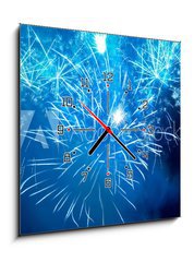 Obraz s hodinami 1D - 50 x 50 cm F_F40318870 - Colorful fireworks - Barevn ohostroje