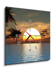 Obraz s hodinami   Palms, 50 x 50 cm