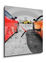 Obraz s hodinami 1D - 50 x 50 cm F_F4076091 - voitures de course