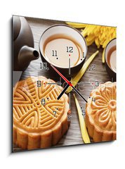 Obraz s hodinami 1D - 50 x 50 cm F_F40777788 - Mooncake and Tea