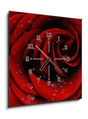 Obraz s hodinami 1D - 50 x 50 cm F_F41252585 - Red rose closeup