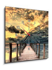 Obraz s hodinami 1D - 50 x 50 cm F_F41381187 - sunset bridge