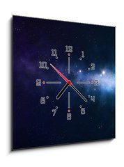 Obraz s hodinami 1D - 50 x 50 cm F_F41509014 - blue and purple nebula