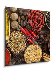 Obraz s hodinami 1D - 50 x 50 cm F_F41546678 - Spices and herbs - Koen a byliny